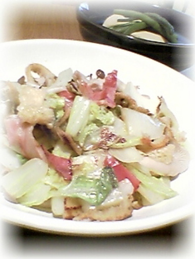 ベーコン・ホタテの白菜炒めの写真