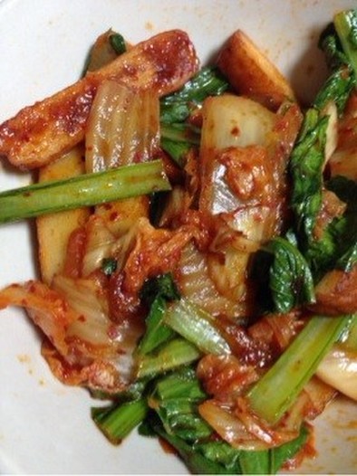 小松菜&厚揚げのキムチ炒めの写真