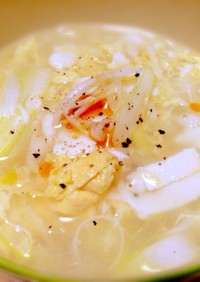 ズボラが美味しい☆簡単！豆腐と卵のスープ