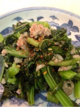 野沢菜と豚肉の炒め物