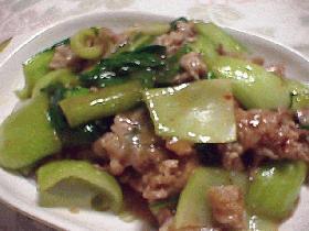 豚肉とチンゲン菜の酸辣炒め
