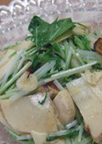 竹の子と水菜のニンニク炒め