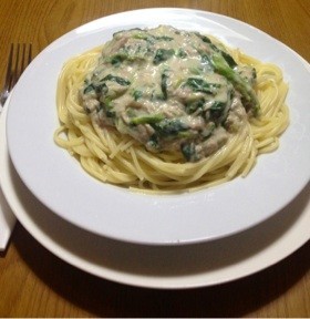 ツナとホウレン草のクリームパスタ♡