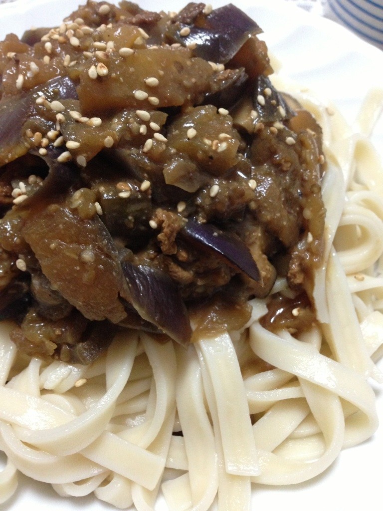 茄子のジャージャー麺~中華アレンジ~の画像