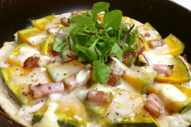 フライパンで かぼちゃとベーコンのピザ レシピ 作り方 By まーきー クックパッド