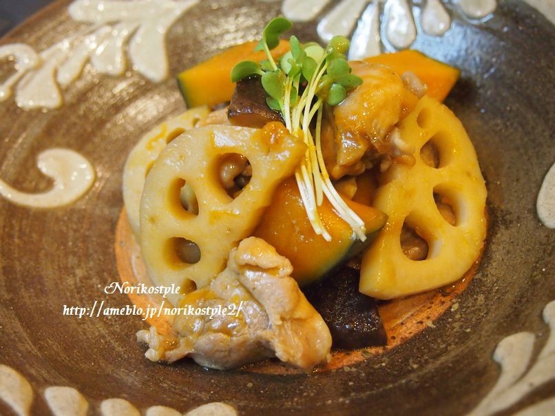 秋の炒め煮～南瓜・蓮根・椎茸・鶏肉～の画像