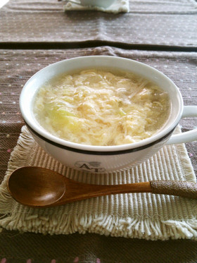 白菜と卵のとろとろスープ