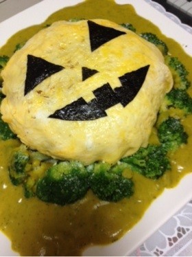 カボチャのオムライスをハロウィンで★