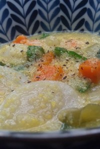 冬野菜とコーンミールのスープ