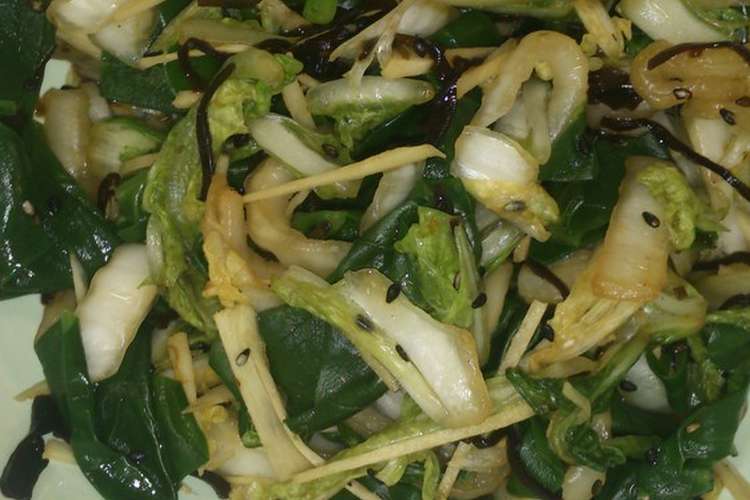 白菜とツルムラサキと新しょうがの和え物 レシピ 作り方 By 真希波 クックパッド
