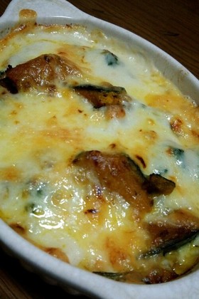 *かぼちゃとほうれん草のグラタン*