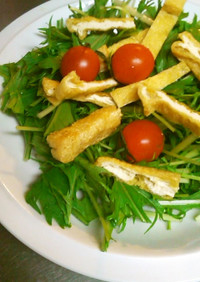 超簡単　水菜とカリカリ油揚げのサラダ