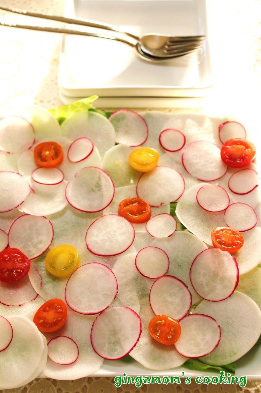 ラディッシュ・かぶ・レタスの水玉サラダの画像