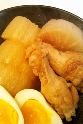 冷凍大根と手羽元のめんつゆ煮♪