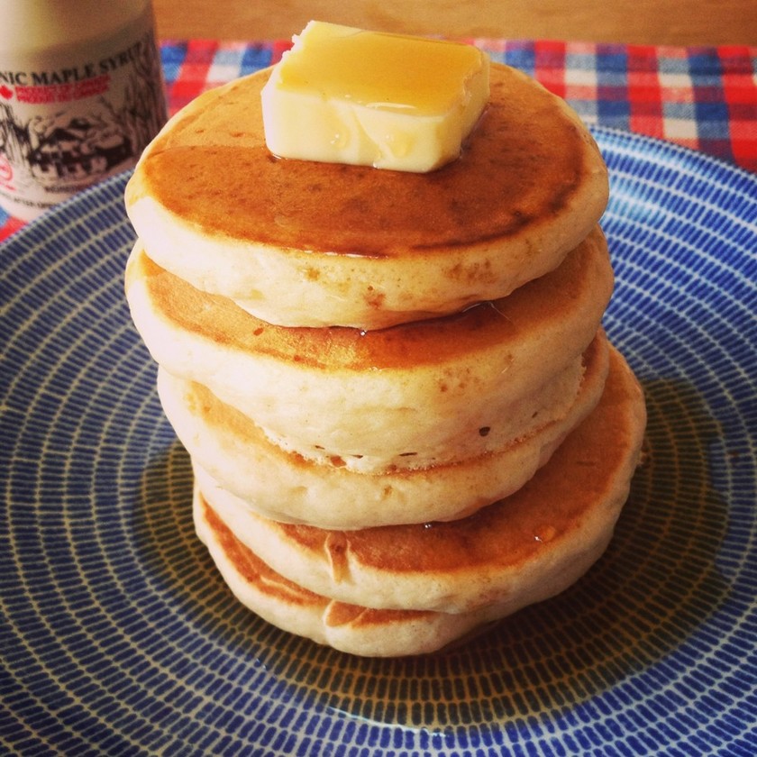 パンケーキ、卵、ベーコンのレシピ