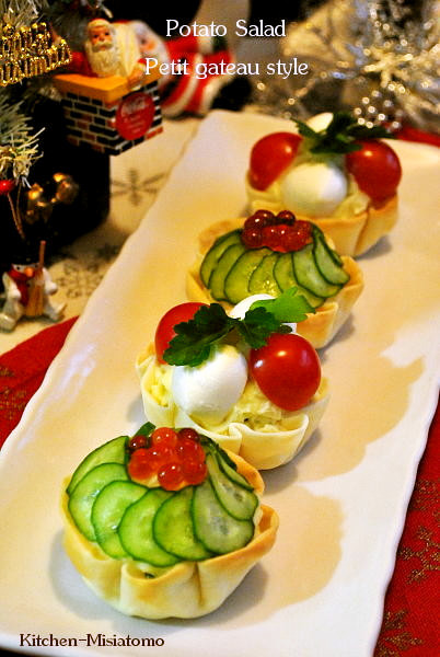 クリスマスに☆ポテトサラダのプチガトー風の画像
