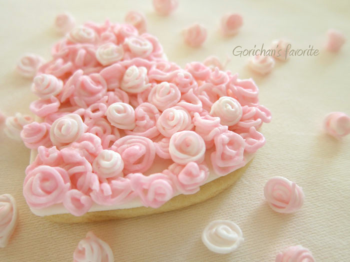 ピンク ばらの花束・アイシングクッキーの画像