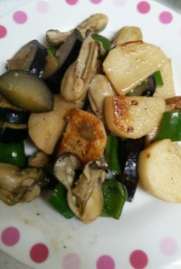牡蠣と野菜のポン酢焼き