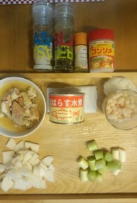 鮭缶と白豆のスープ煮