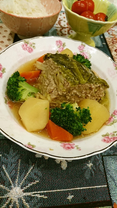白菜(キャベツ)と挽き肉の重ね煮の写真