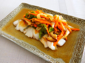 真鱈の野菜たっぷり甘酢あんかけ