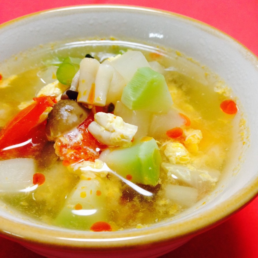 残り野菜でミネストローネ風中華スープの画像