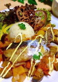 旬野菜でラタトゥイユ☆白身魚カレーソテー