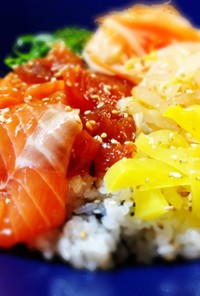お刺身■韓国風の海鮮漬け丼■リメイク