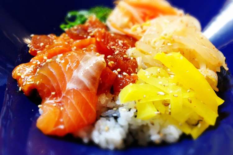 お刺身 韓国風の海鮮漬け丼 リメイク レシピ 作り方 By 森永ぐり子 クックパッド 簡単おいしいみんなのレシピが364万品