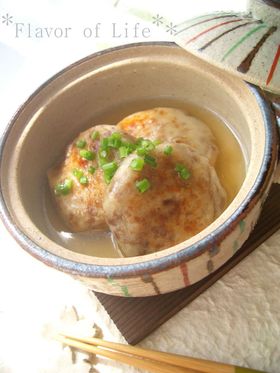 料亭風。挽肉と里芋の小判焼き とろみ餡