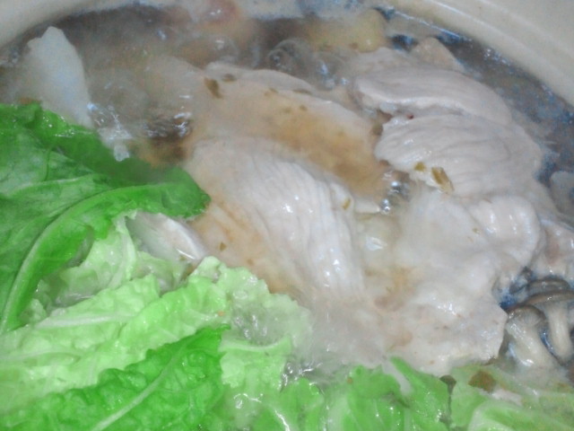 湯豆腐の残りダシで、豚しゃぶの画像