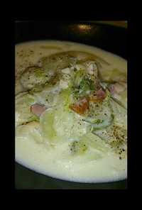 白菜とちびホタテのクリームスープ