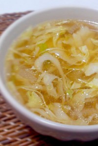 鶏皮の茹で汁で野菜スープ
