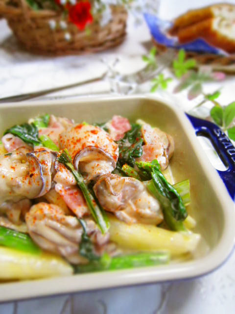 ✿牡蠣と小松菜のクリームソースペンネ✿の画像