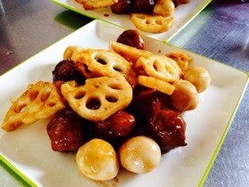 中華風肉団子(蓮根、鶉) 手抜きレシピ2