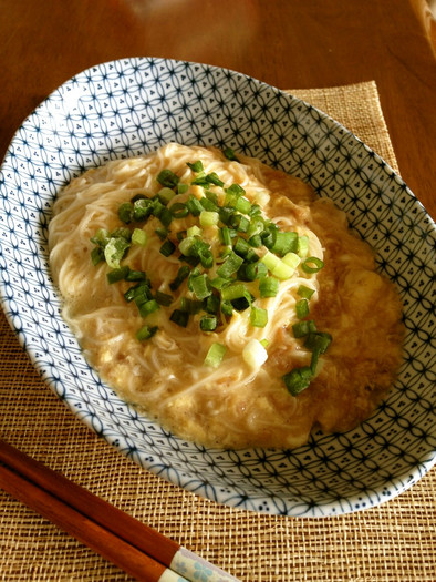 なめたけ卵のトロトロ麺の写真