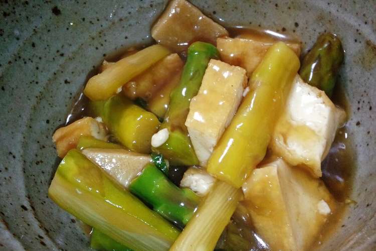 ﾍﾙｼｰ簡単 厚揚げとｱｽﾊﾟﾗの煮物 レシピ 作り方 By もっちもちろー クックパッド 簡単おいしいみんなのレシピが352万品
