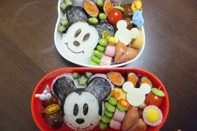 ミッキーマウスのキャラ弁 ２ レシピ 作り方 By 料理中１００パー歌う クックパッド 簡単おいしいみんなのレシピが349万品