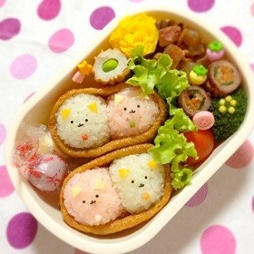 キャラ弁*ころころネコのお稲荷さん♡