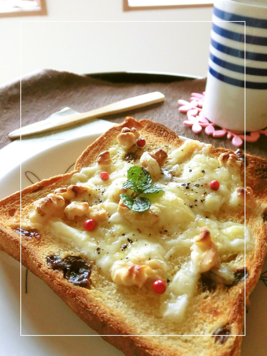 レーズン食パンで　胡桃チーズトーストの画像