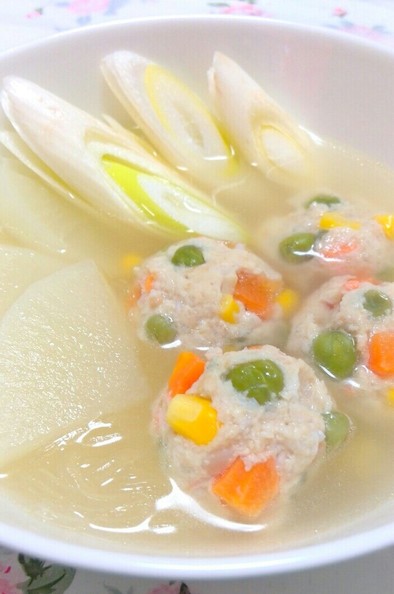 生姜春雨スープ♥INカラフル鶏肉団子の写真