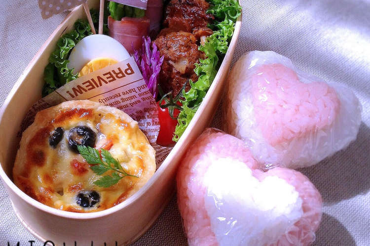 大人 キャラ弁wハート弁当 バレンタイン レシピ 作り方 By ミオナン クックパッド 簡単おいしいみんなのレシピが354万品