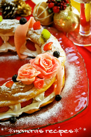 HMで簡単♡シューケーキのXmasリースの写真