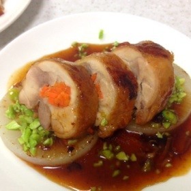 鶏ももロール照り焼きと大根ステーキ