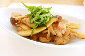 鶏もも肉とエリンギのバターポン酢炒め