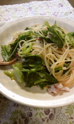 簡単!一夜干しイカとキャベツのパスタ