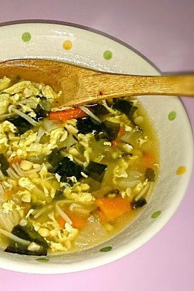 カブと納豆のほくほく中華スープの写真