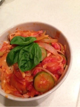 モッツァレラ＆トマト＆ズッキーニのパスタの画像