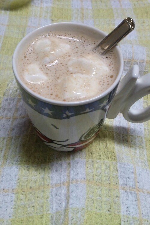 黒糖きな粉コーヒー牛乳♡マシュマロのせ♡の画像