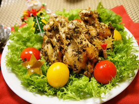 クリスマス★手羽元のバジルオイル焼き